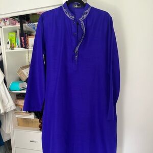 Elegant Royal Blue Long Sleeve Dress